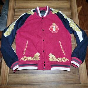 Reason Brand NYC Corduroy Quilted Snap Coat "Fearless" Eagle Crest - Size XL